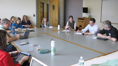 Abbey Steele (third from right) at her Maxwell School book project workshop (April 2014)